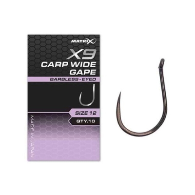 MATRIX X9 Carp Wide Gape Barbless Eyed